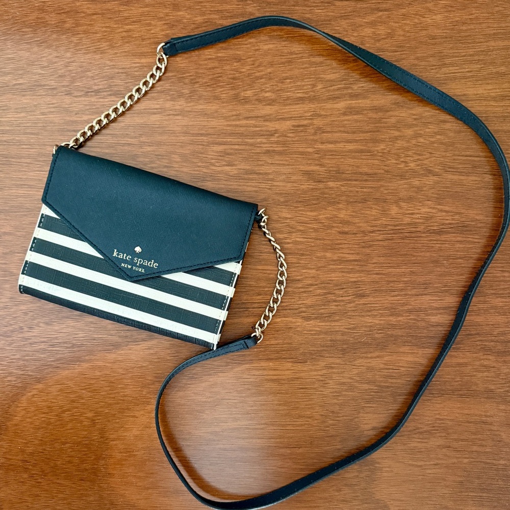 Kate Spade Navy and Cream Striped Mini Crossbody Bag